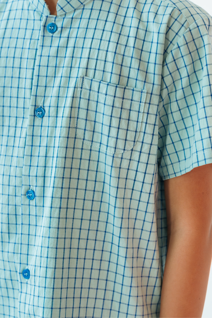 Slate Check Mandarin Shirt
