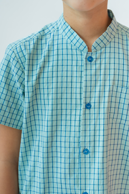 Slate Check Mandarin Shirt