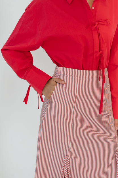 Ruby Stripe Skirt With Ties