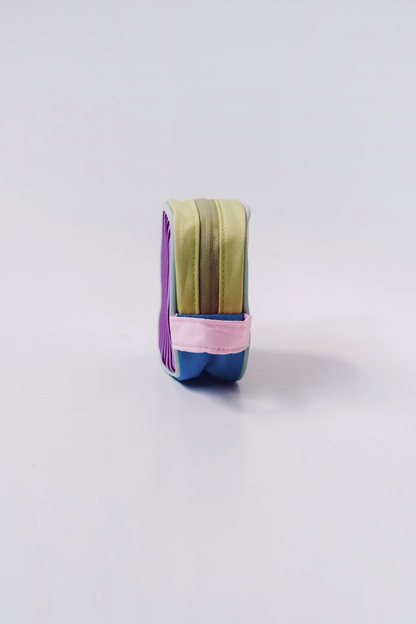 Personalisable Plum Stripe Block Pouch