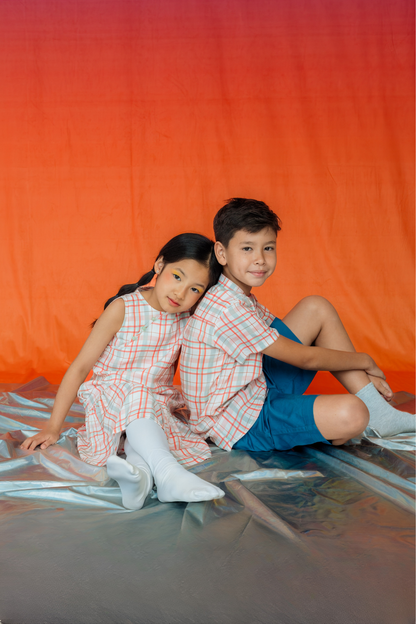 Heather Plaid Mandarin Shirt