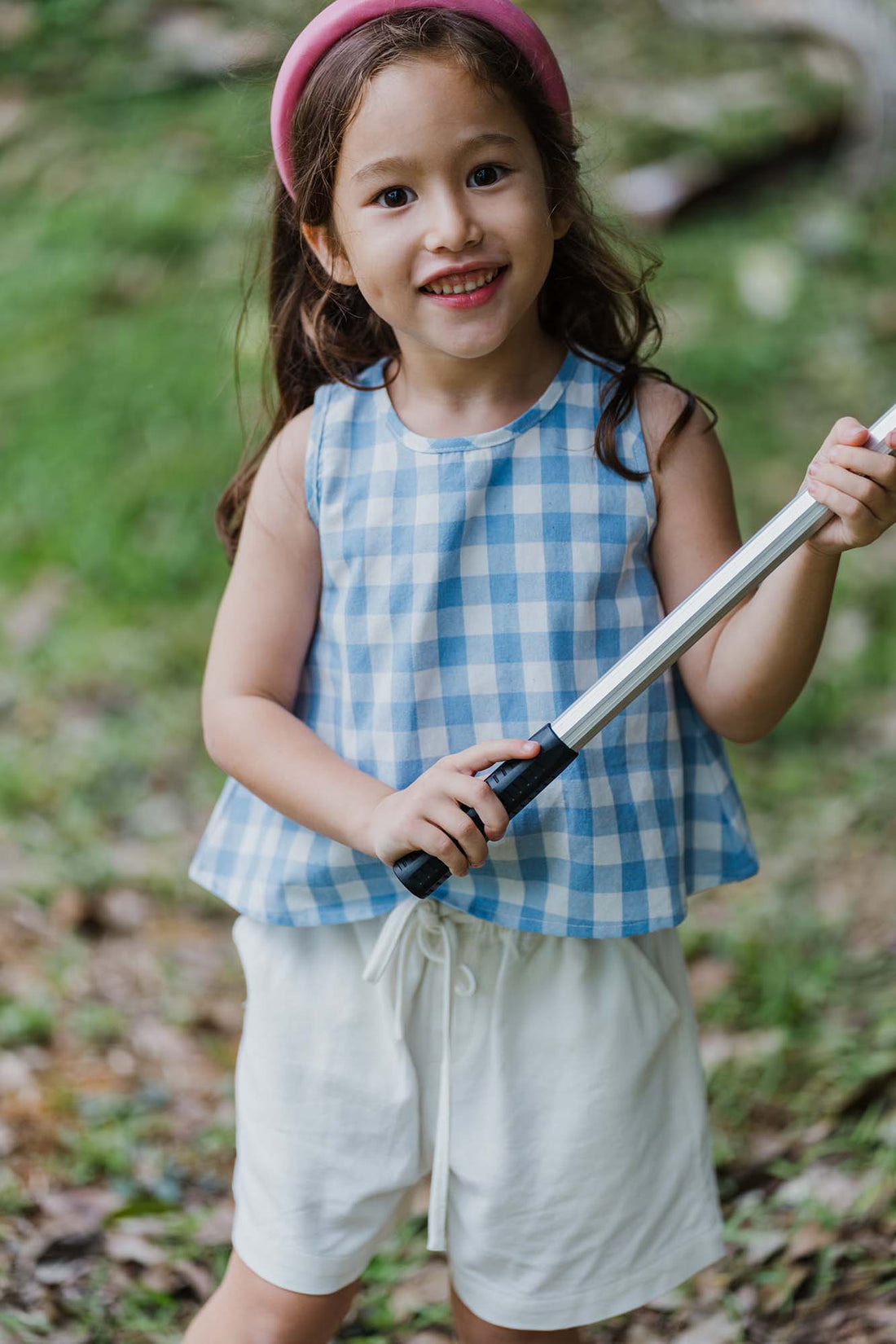 Blue Check Boxy Tank & Shorts Set