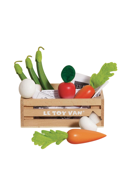 Le Toy Van Wooden Market Crate - Harvest Vegetables