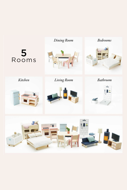 Le Toy Van Complete Dolls House Furniture Set - 35 pieces