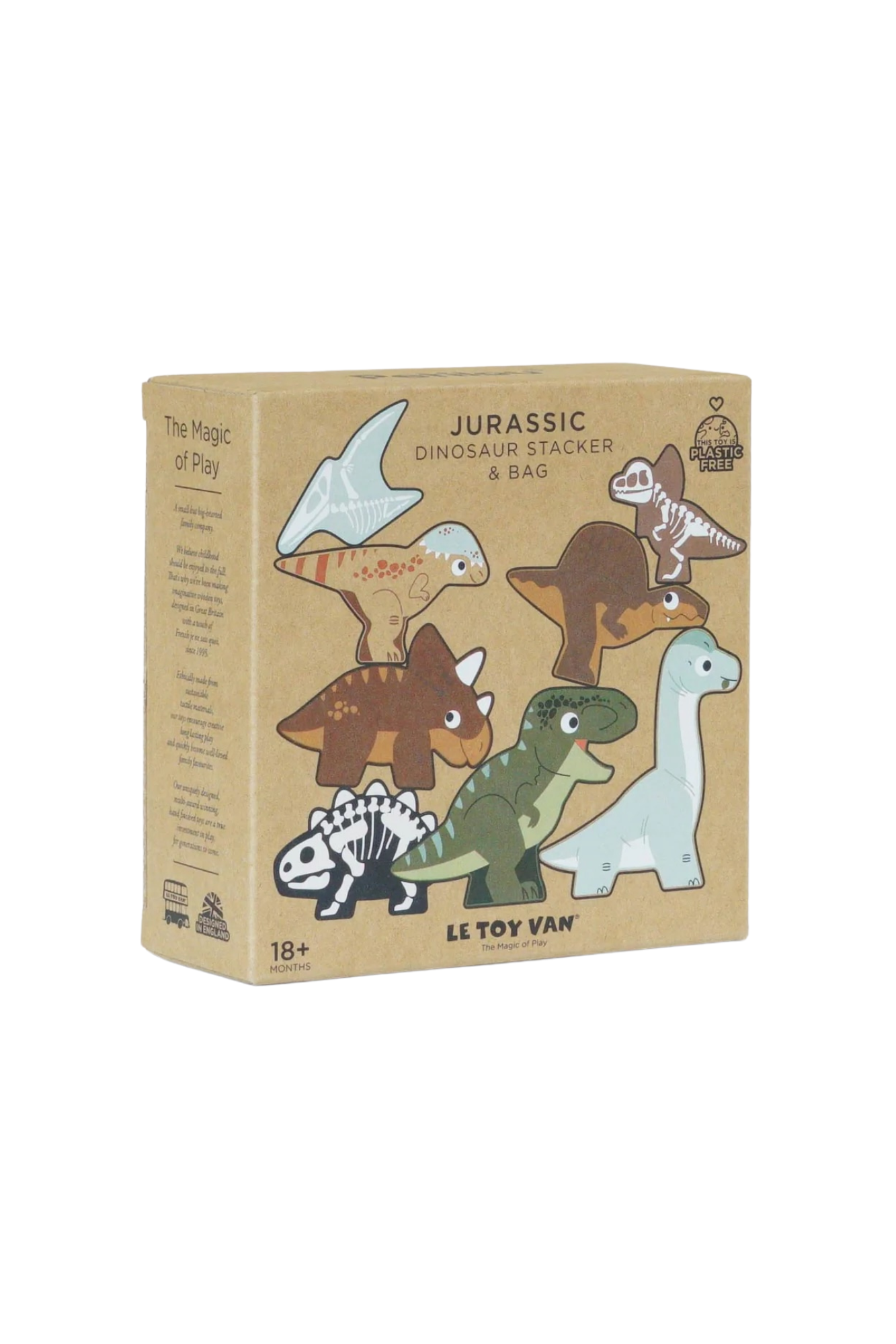 Le Toy Van Wooden Stacking Dinosaurs &amp; Bag - Jurassic