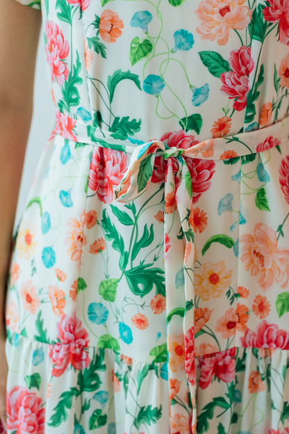 Peony Field Dropped Waist Cheongsam