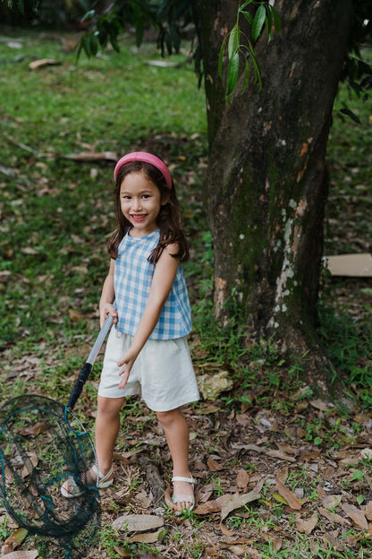 Blue Check Boxy Tank &amp; Shorts Set