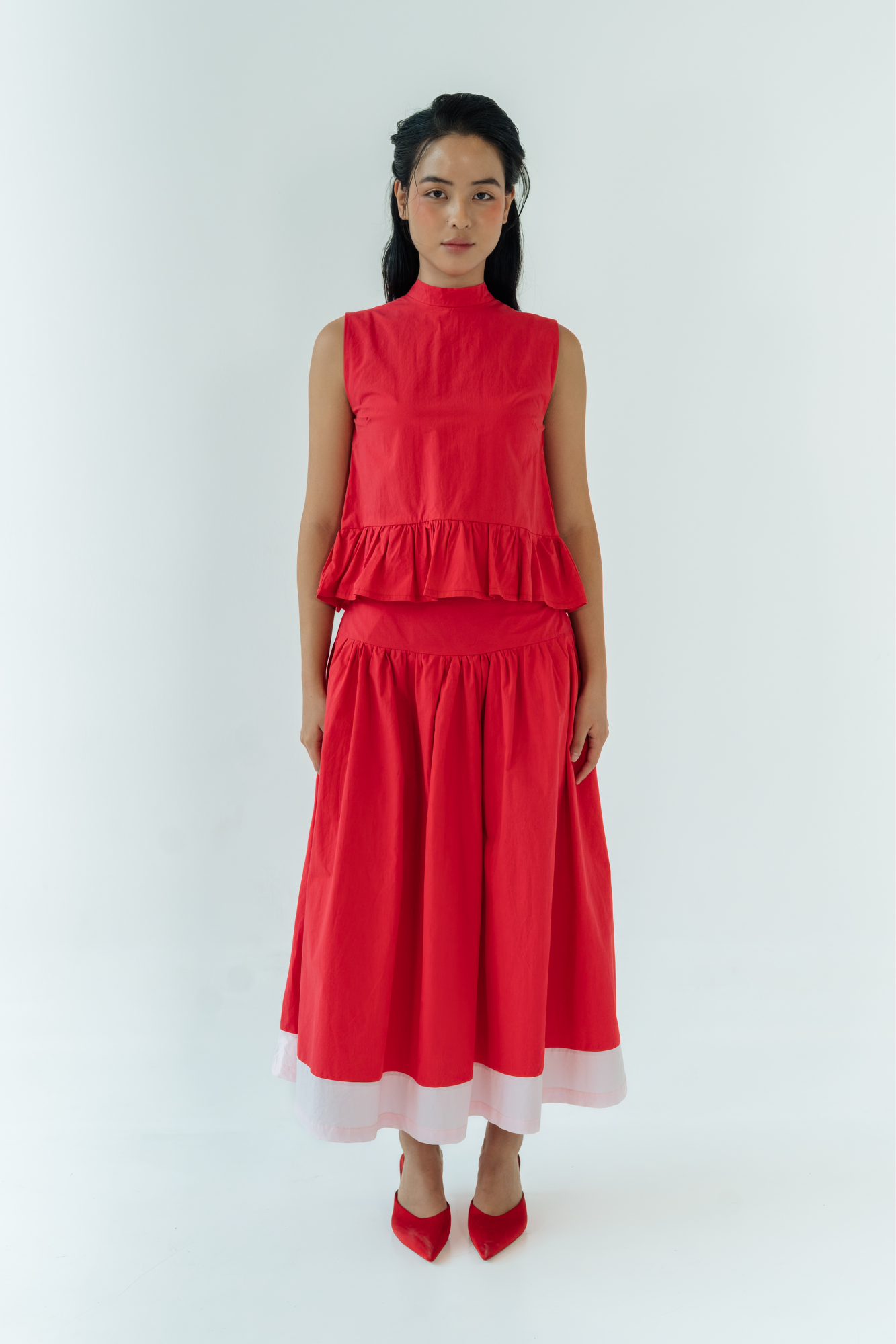 Red Garnet Gathered Skirt