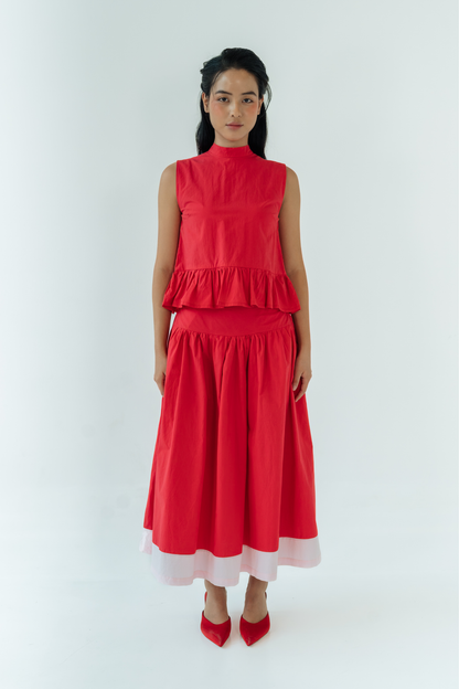 Red Garnet Gathered Skirt