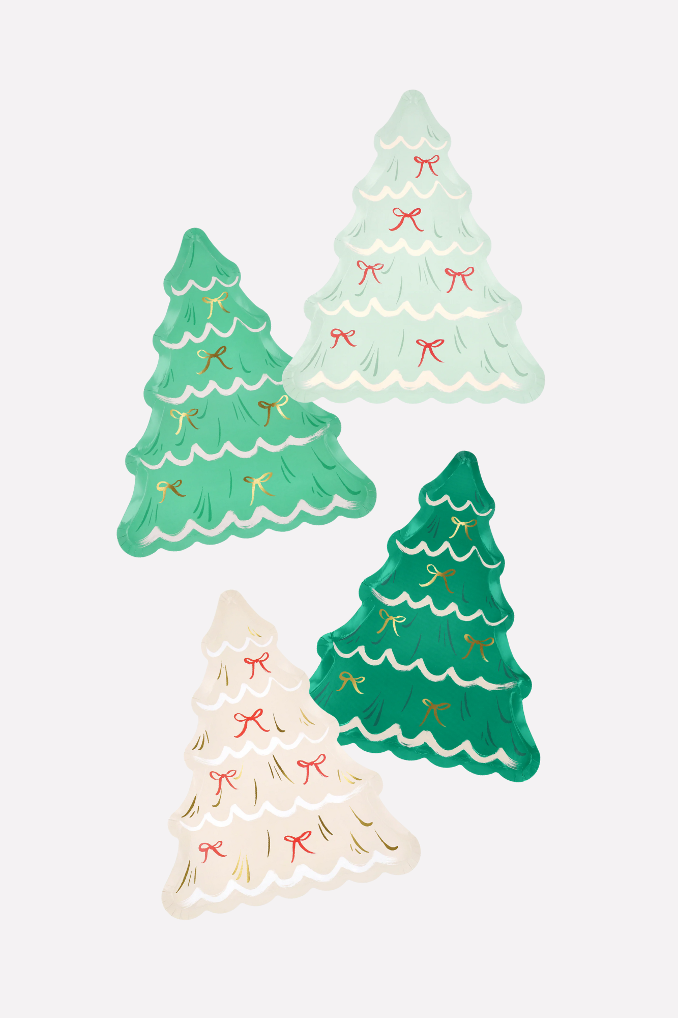 Christmas Tree with Bows Plates