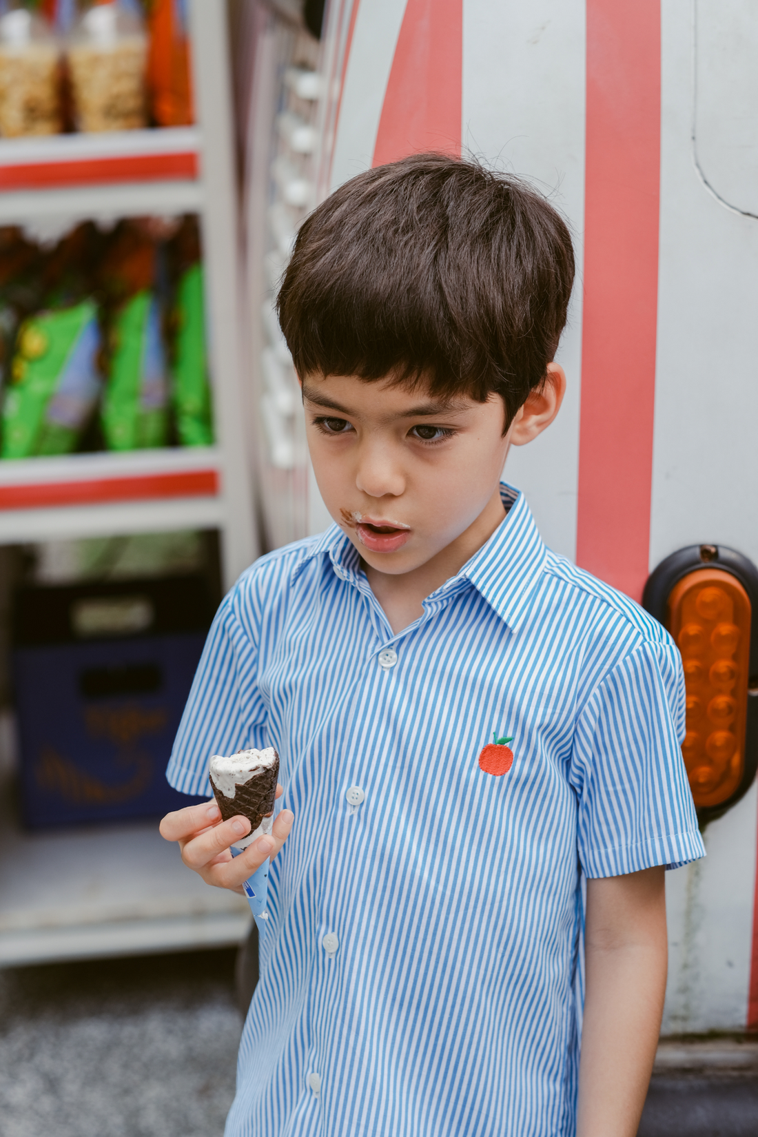 Blue Stripe Apple Collared Shirt