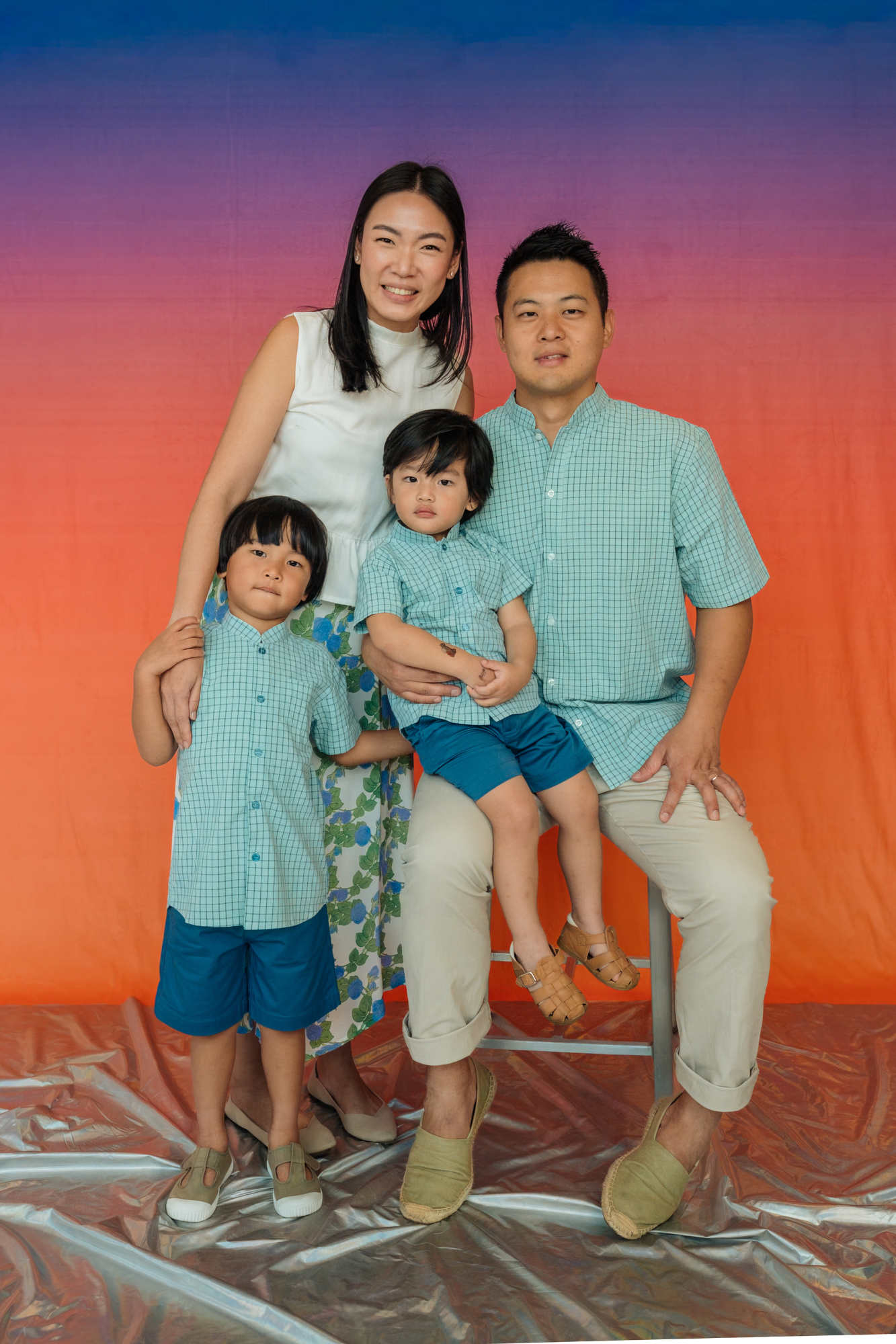 Slate Check Mandarin Shirt