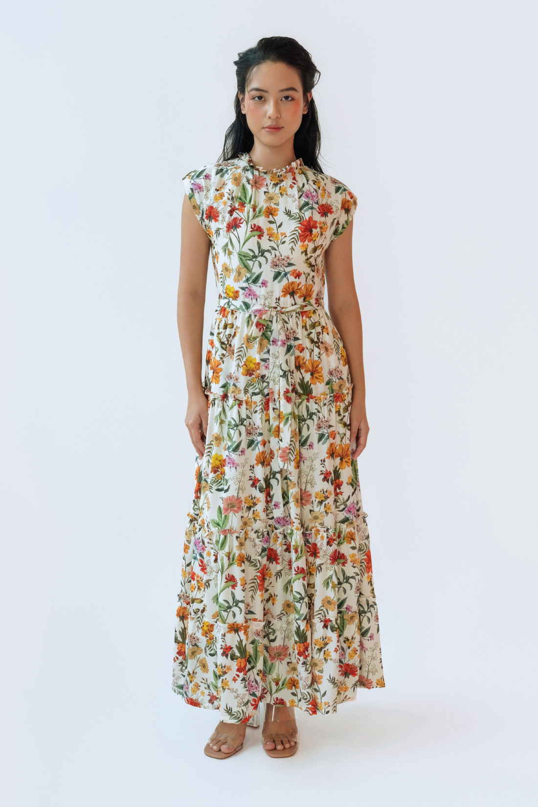 Ochre Glow Tiered Maxi Dress