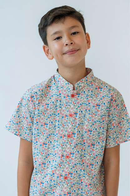 Red Clover Mandarin Shirt