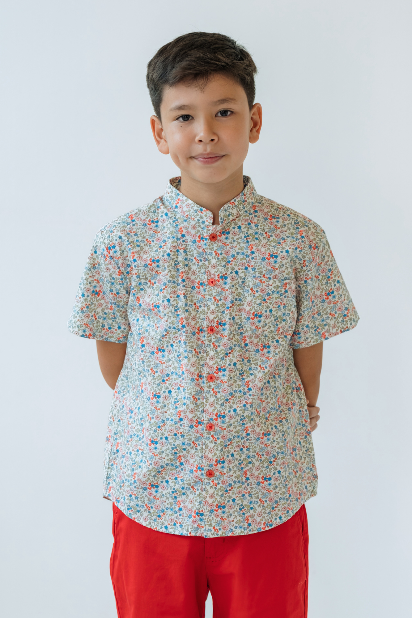 Red Clover Mandarin Shirt