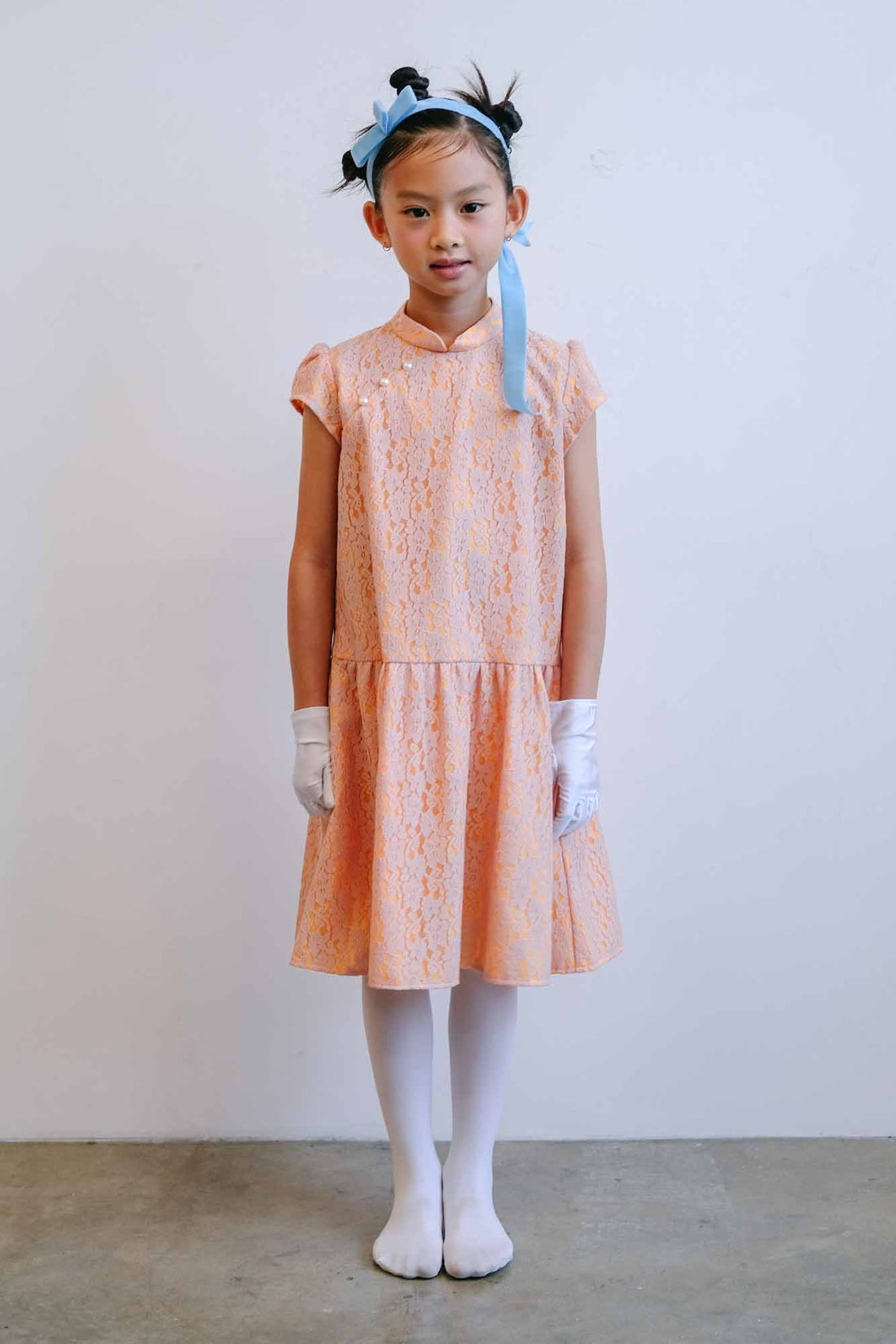 Apricot Lace Drop Waist Cheongsam