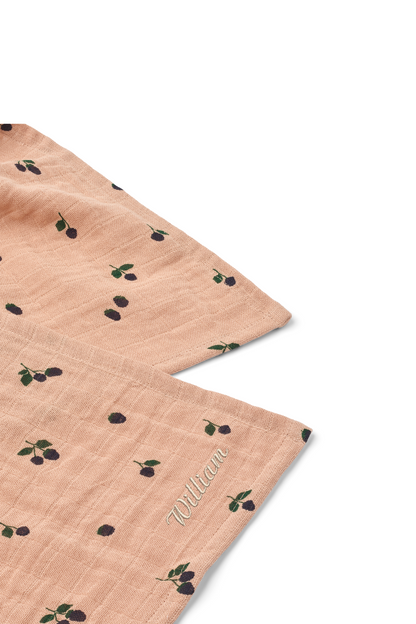 Personalisable Liewood Mini Berry/ Pale Tuscany Lewis Muslin Cloth 2-pack