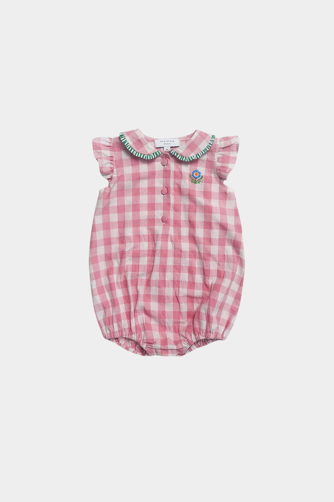 Pink Check Peter Pan Playsuit