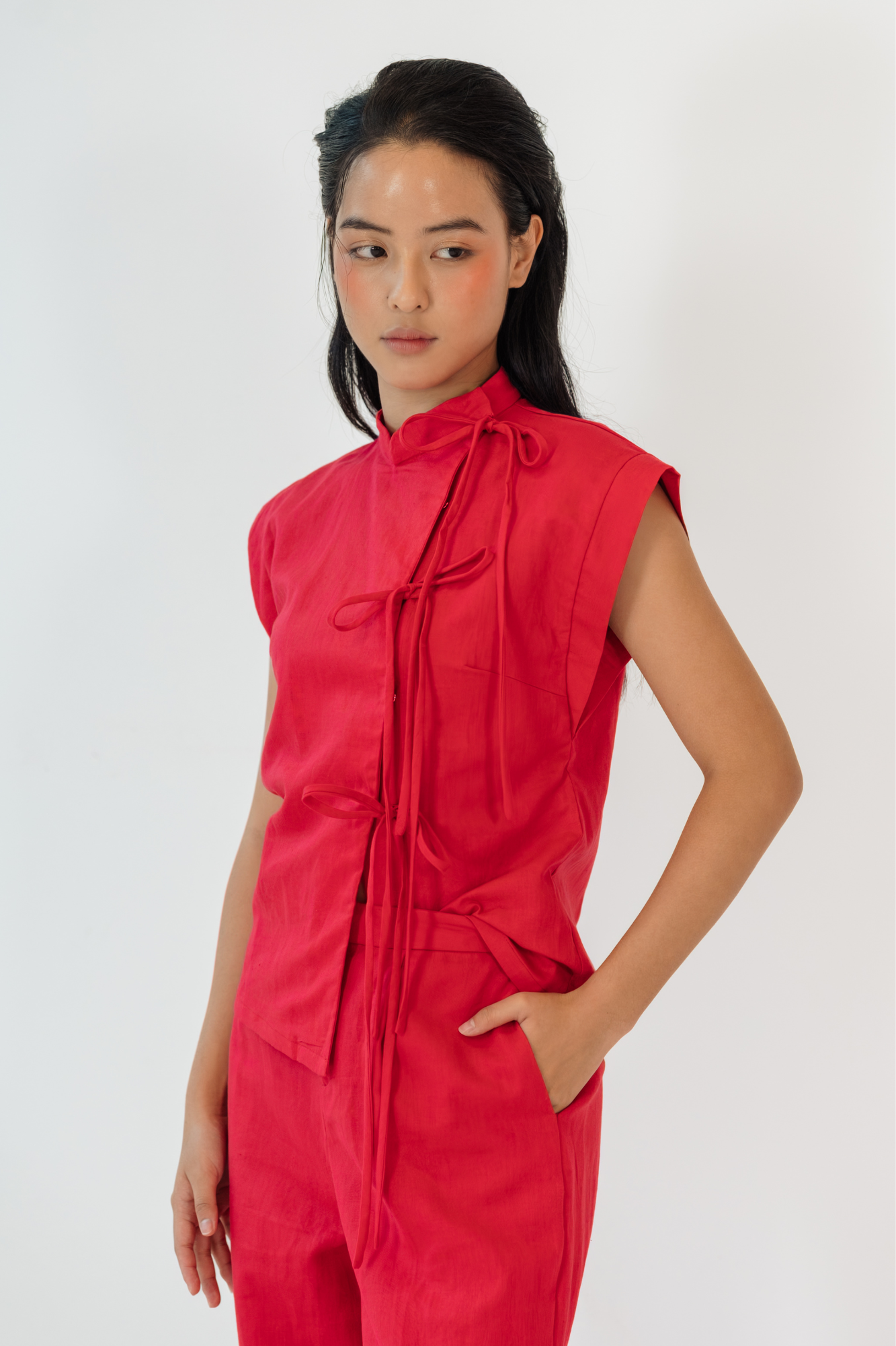 Red Garnet Relaxed Top &amp; Flared Pants Set