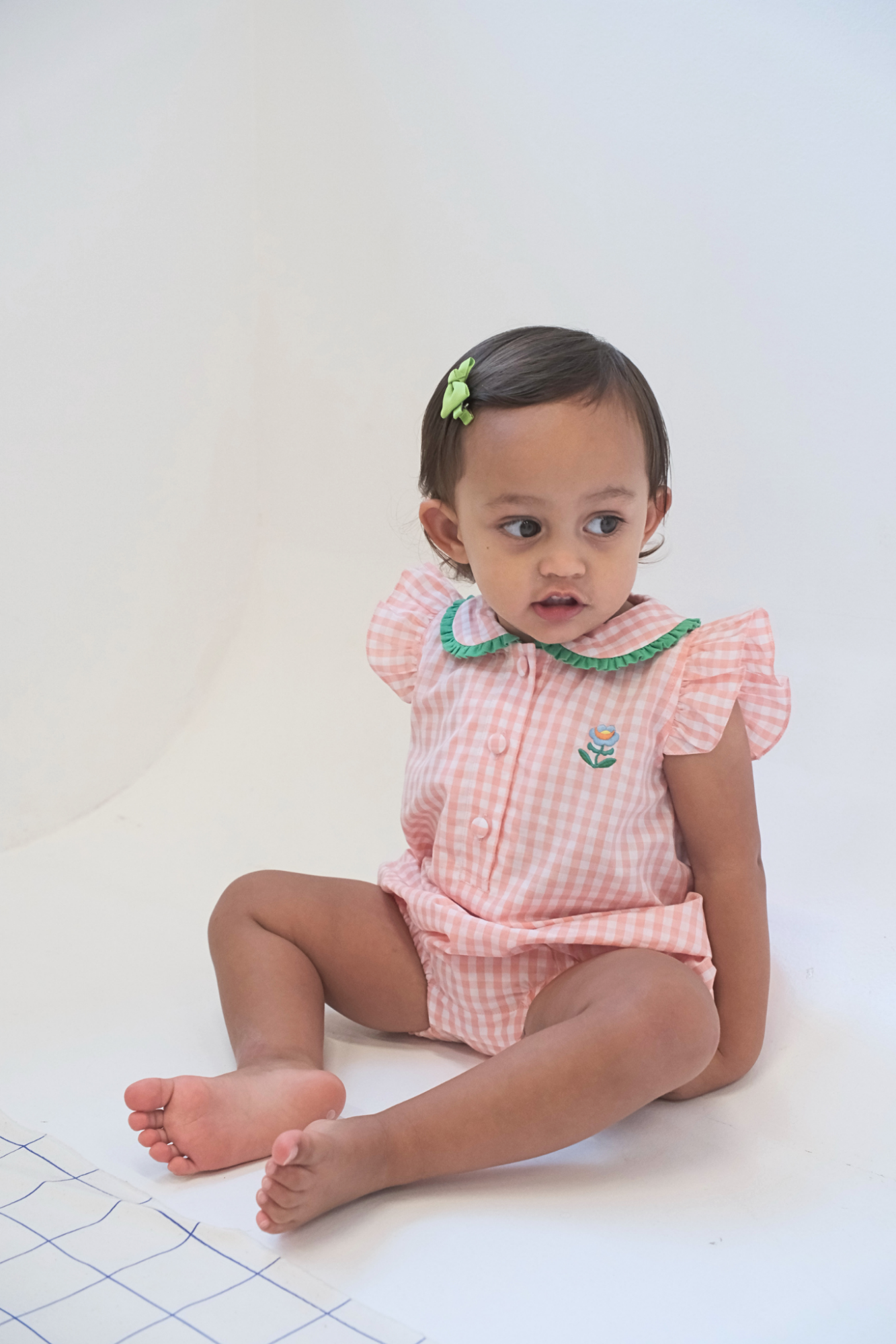 Peach Check Peter Pan Playsuit