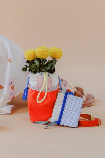 Personalisable Cobalt Grid Flat Pouch