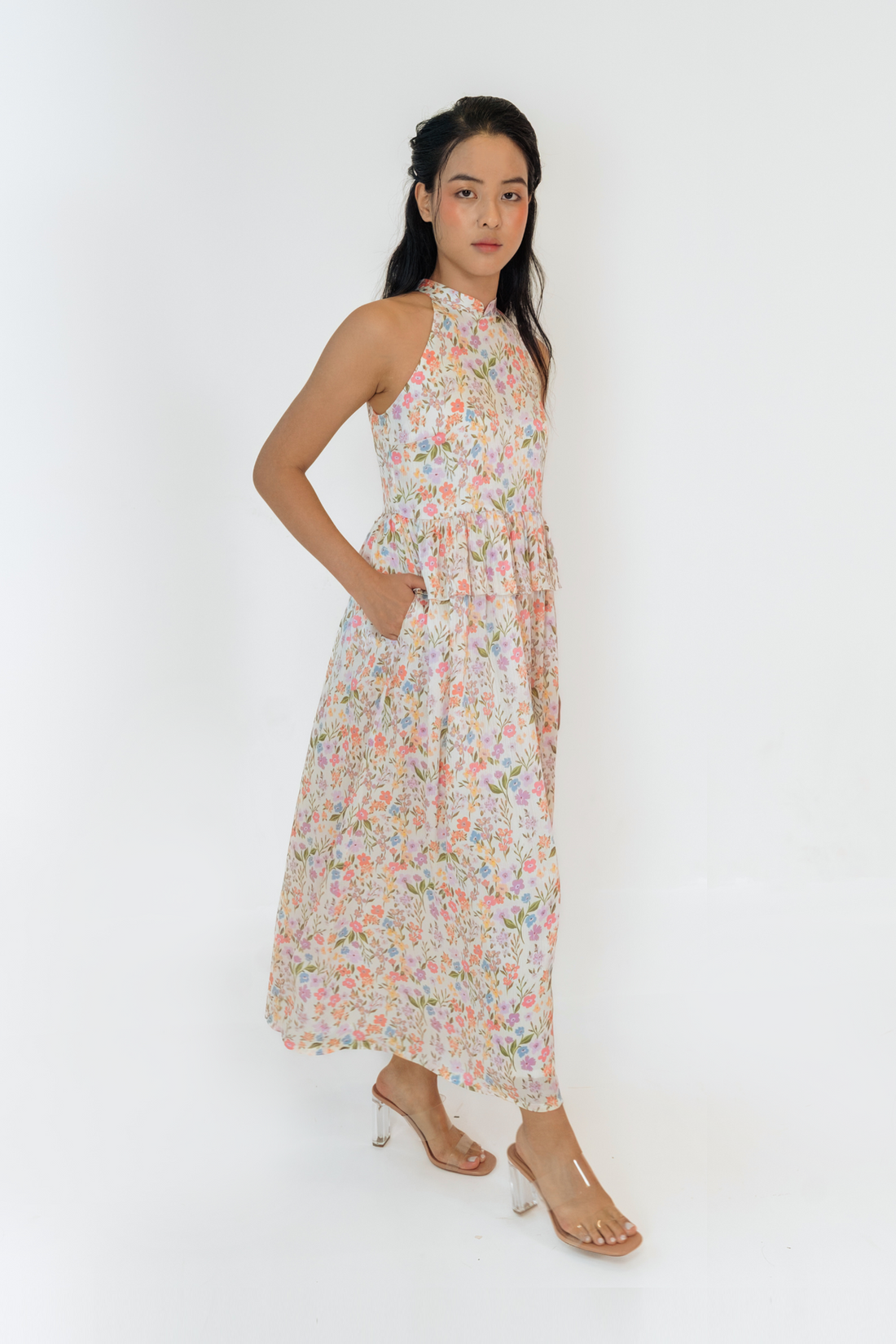 Blush Spring Halter Cheongsam