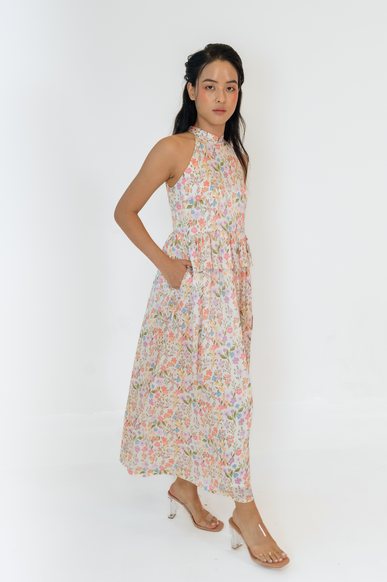 Blush Spring Halter Cheongsam
