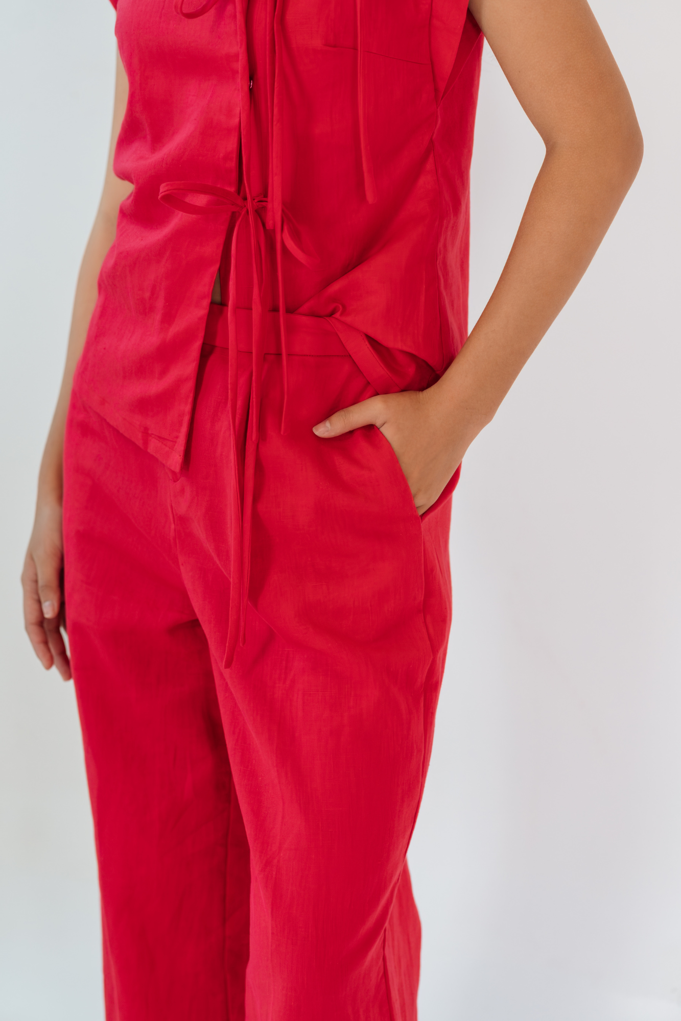 Red Garnet Relaxed Top &amp; Flared Pants Set