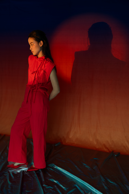 Red Garnet Relaxed Top &amp; Flared Pants Set