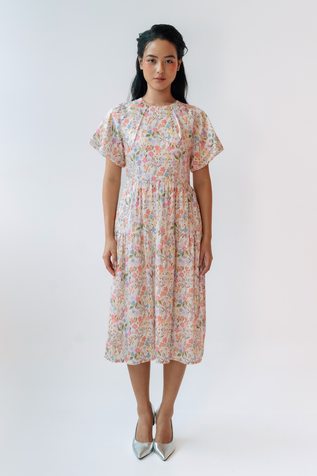 Blush Spring Flutter Midi Dress