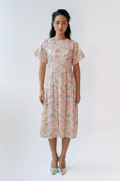 Blush Spring Flutter Midi Dress