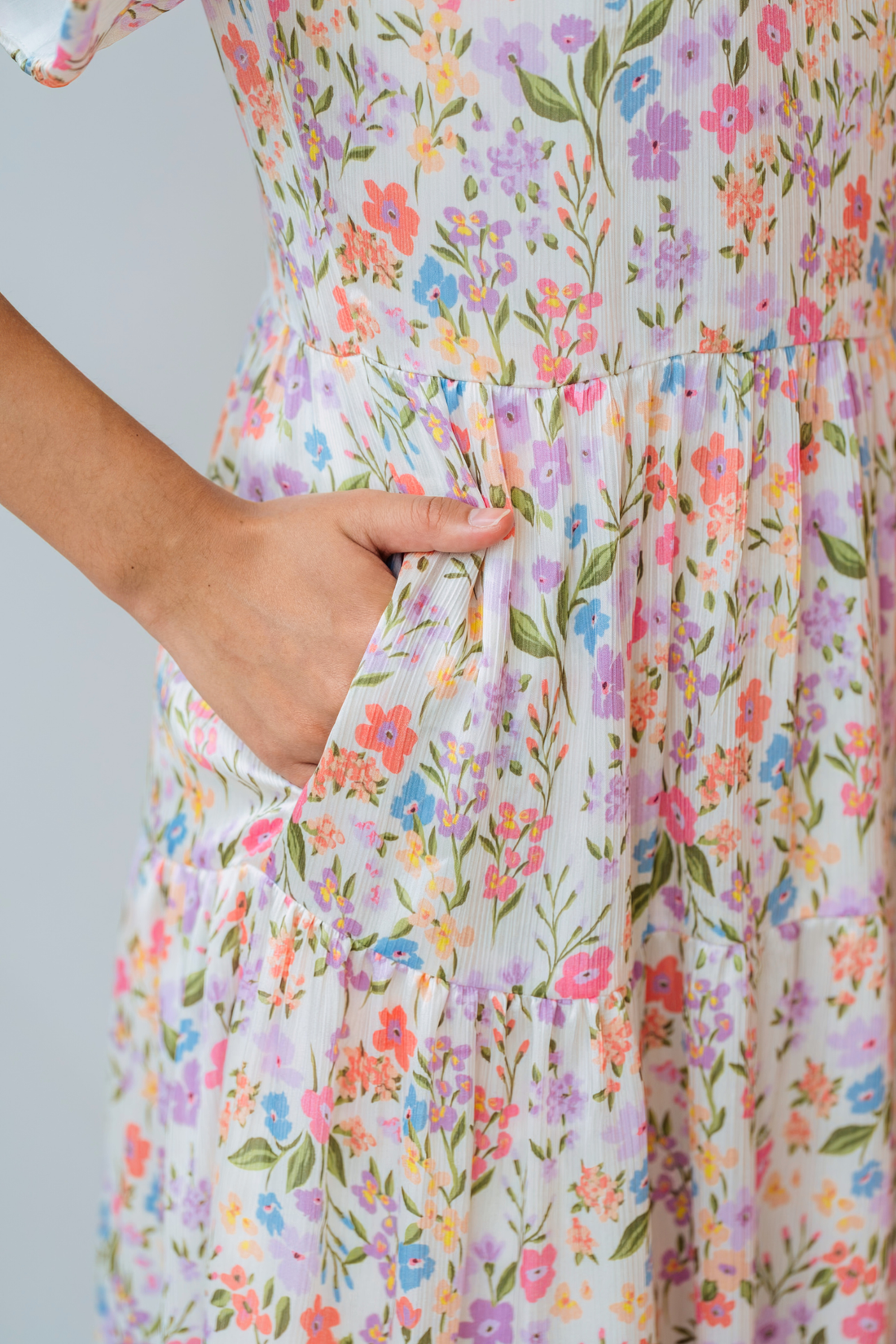 Blush Spring Flutter Midi Dress