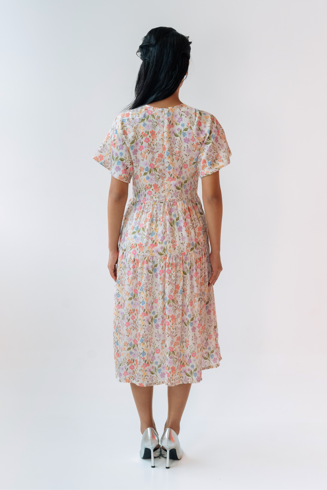 Blush Spring Flutter Midi Dress