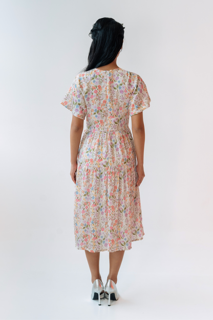 Blush Spring Flutter Midi Dress