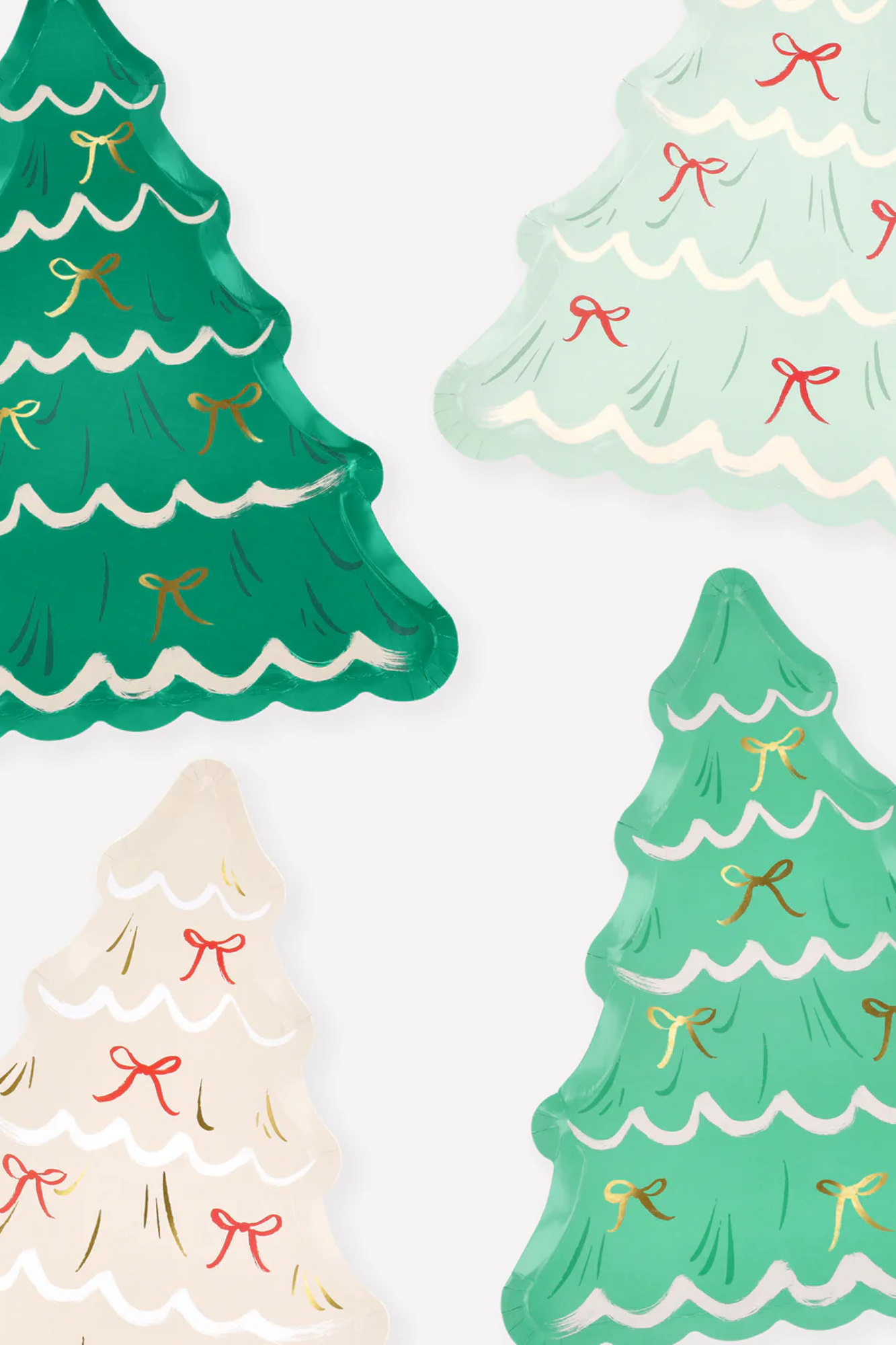 Christmas Tree with Bows Plates