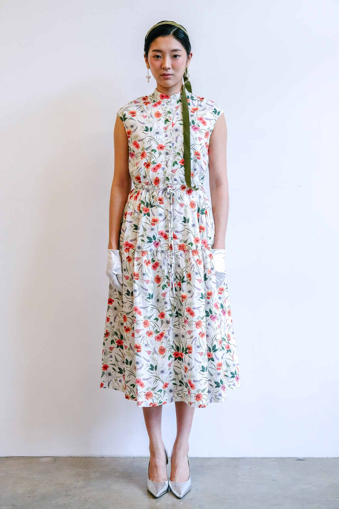 Lychee Blooms Cinched Waist Cheongsam