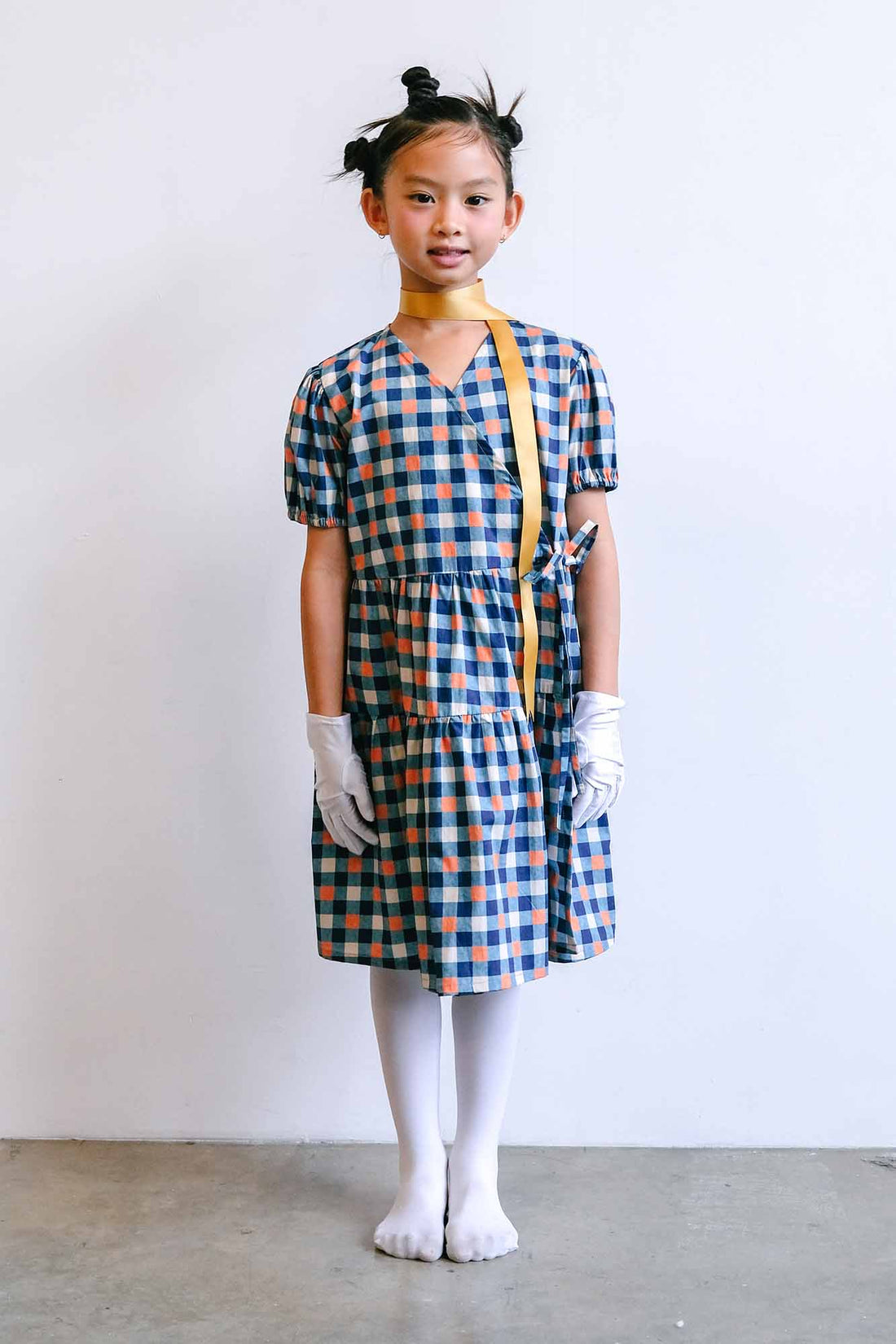 Papaya Check Anna Wrap Dress