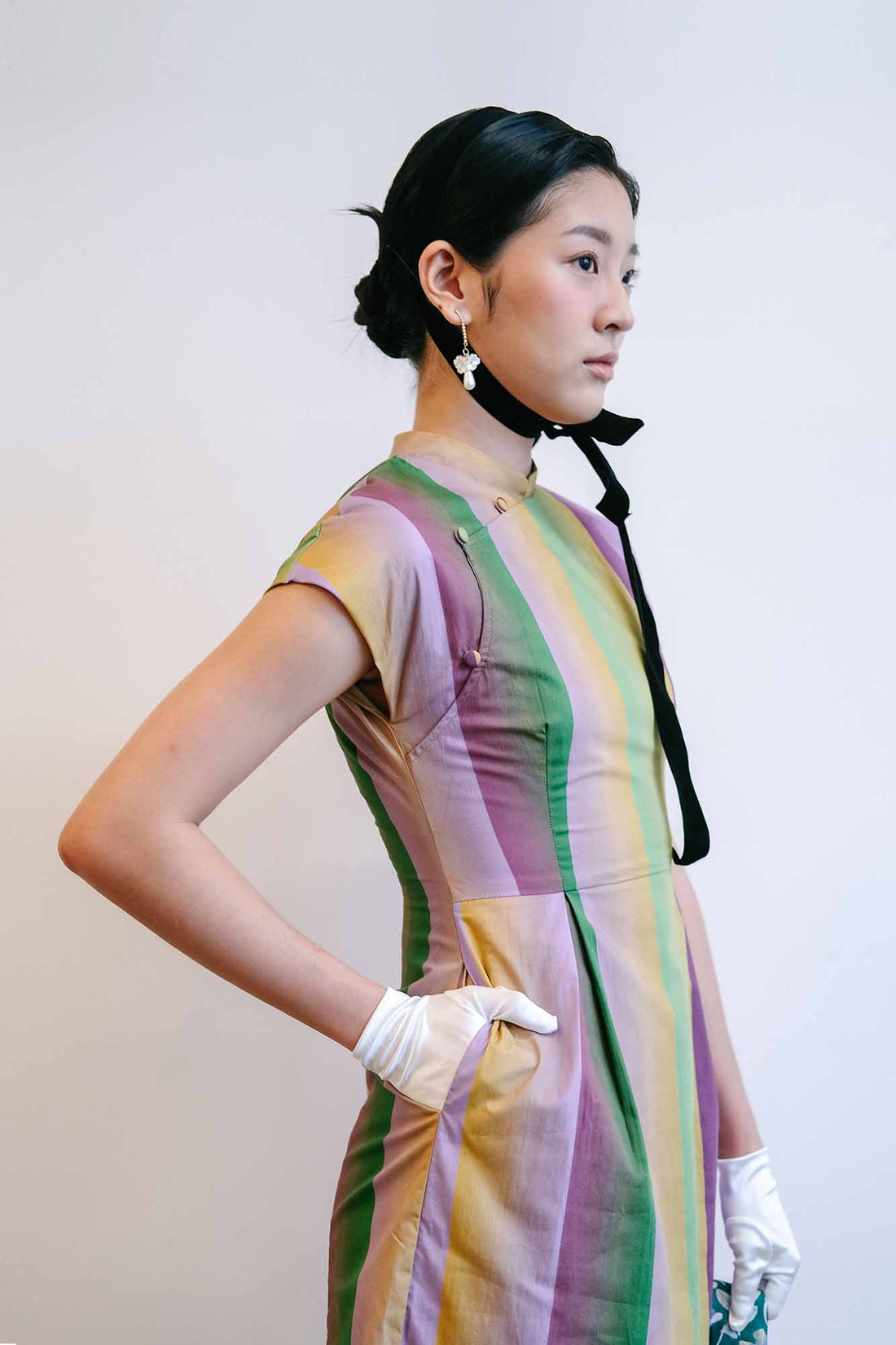 Mangosteen Striped Cheongsam