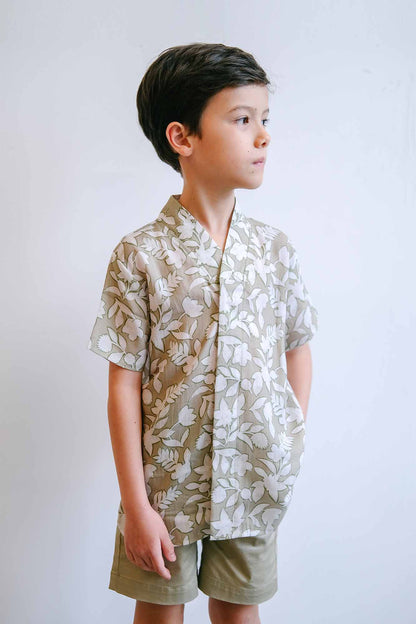 Beige Tropic Kimono Shirt