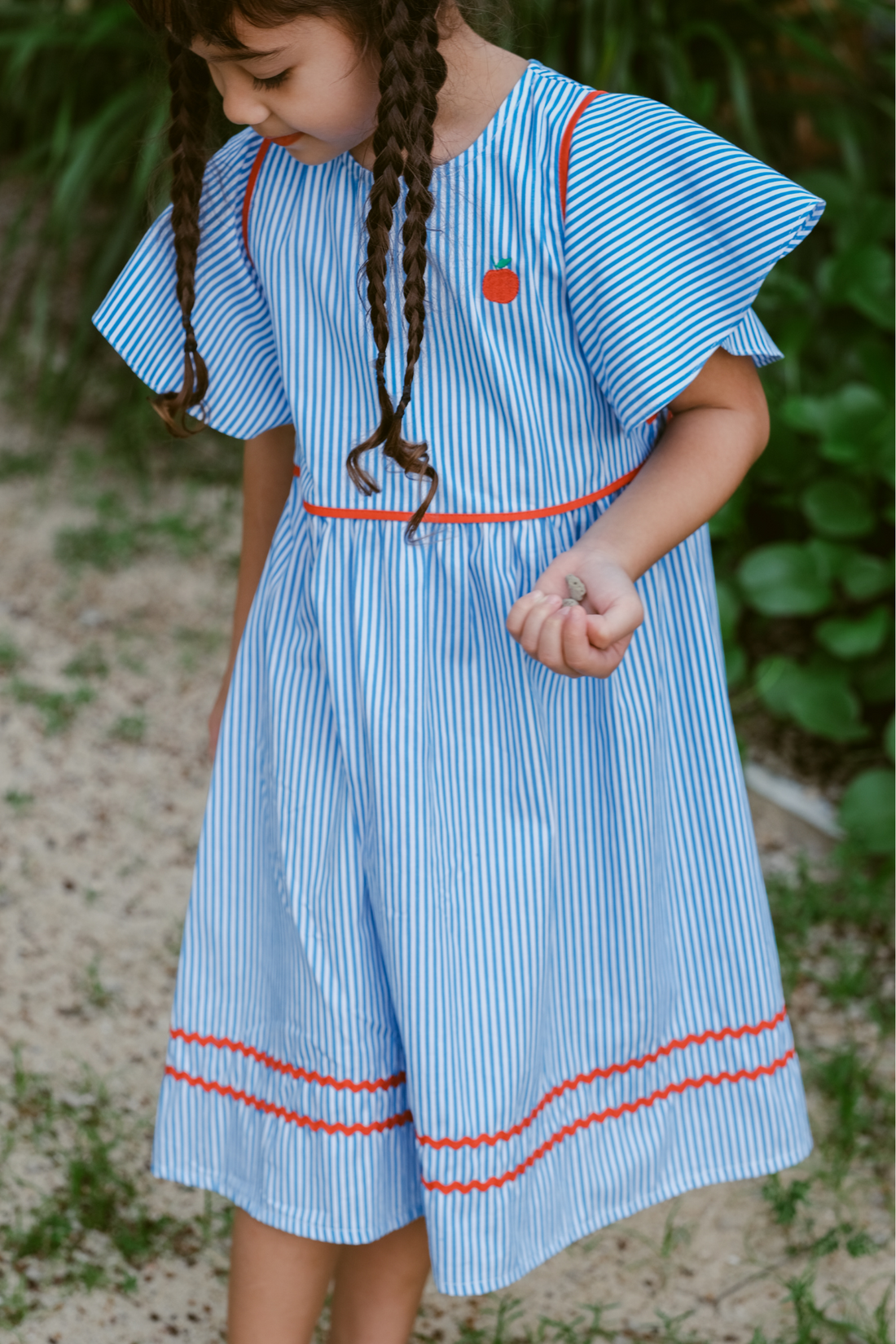 Blue Stripe Apple Molly Dress