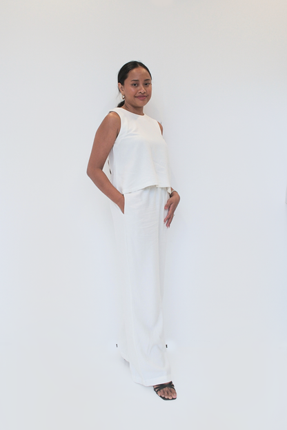 Ecru Boxy Tank &amp; Relaxed Pants Set