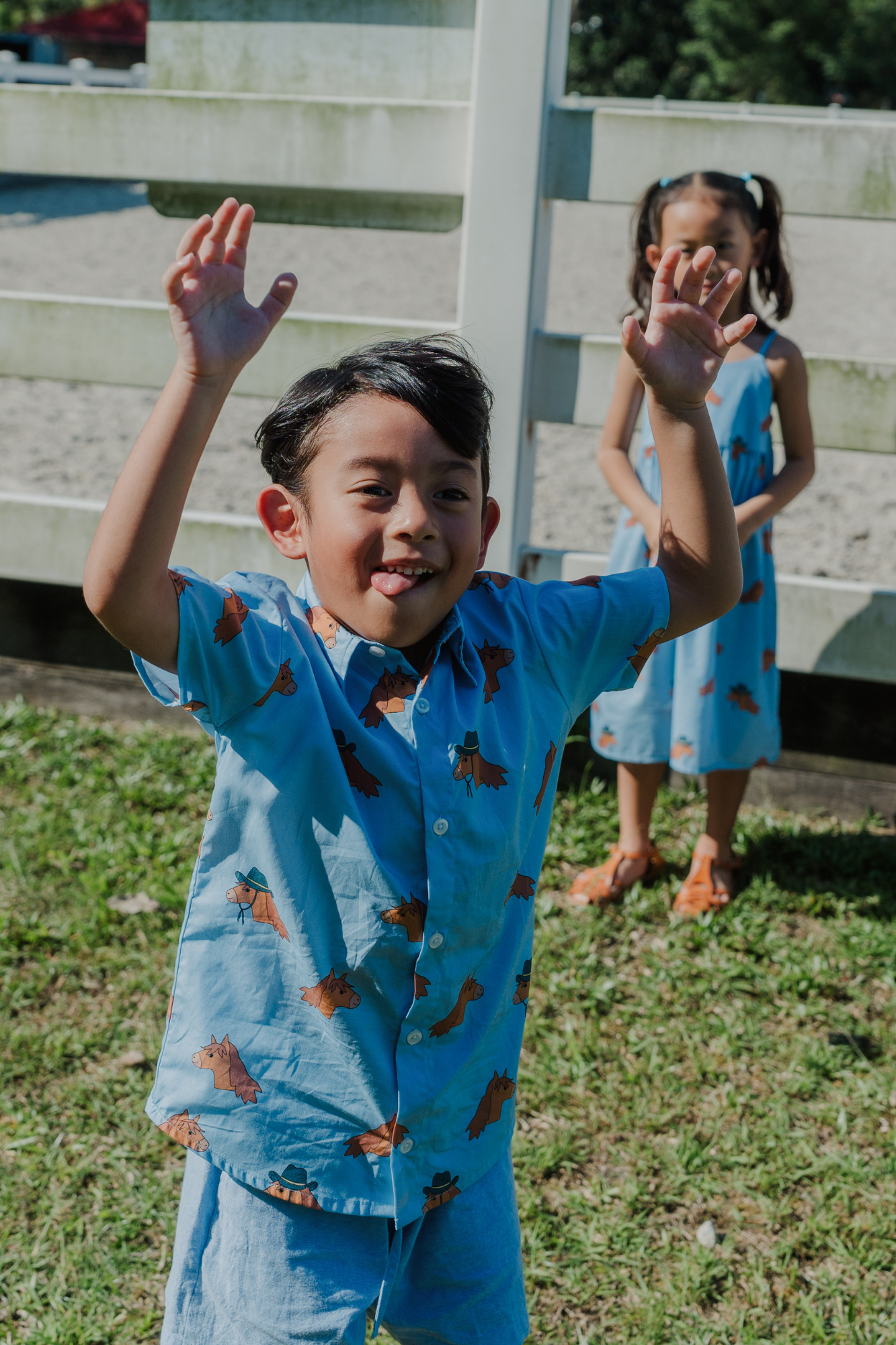 Horse Blue Collared Shirt