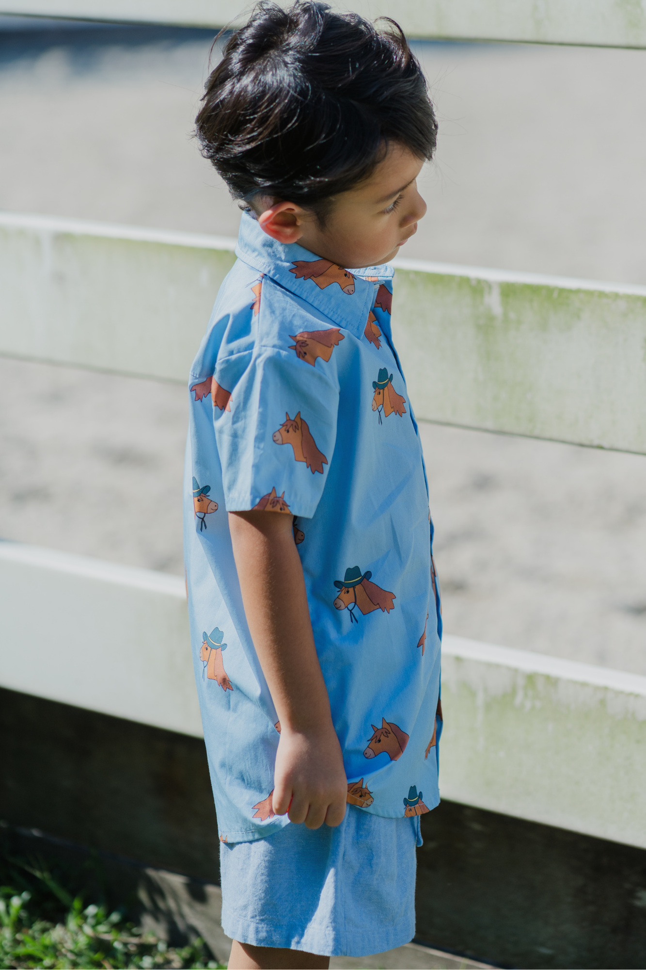 Horse Blue Collared Shirt