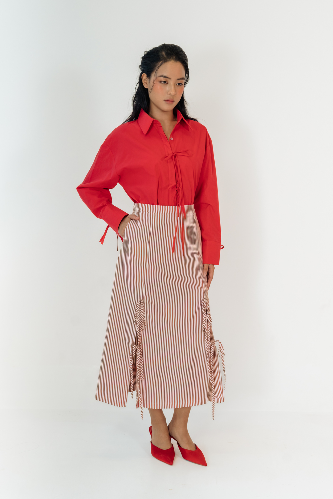 Ruby Stripe Skirt With Ties