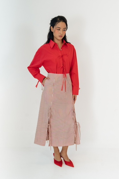 Ruby Stripe Skirt With Ties