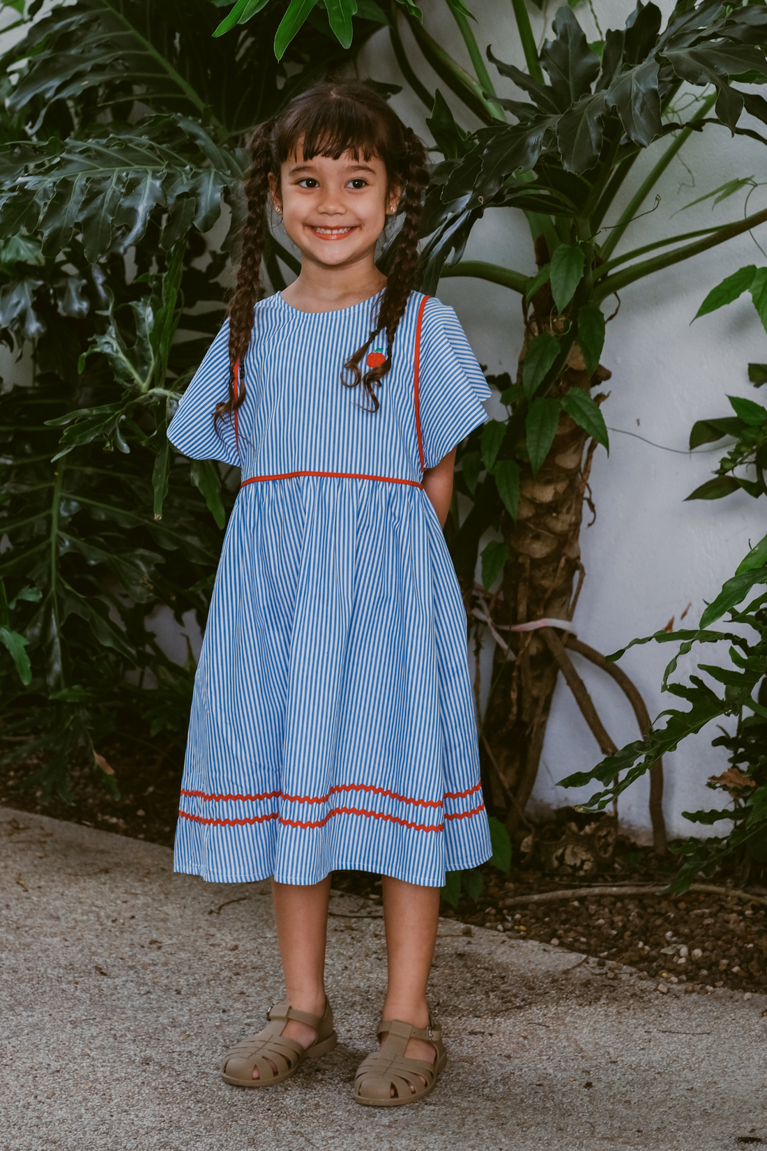 Blue Stripe Apple Molly Dress
