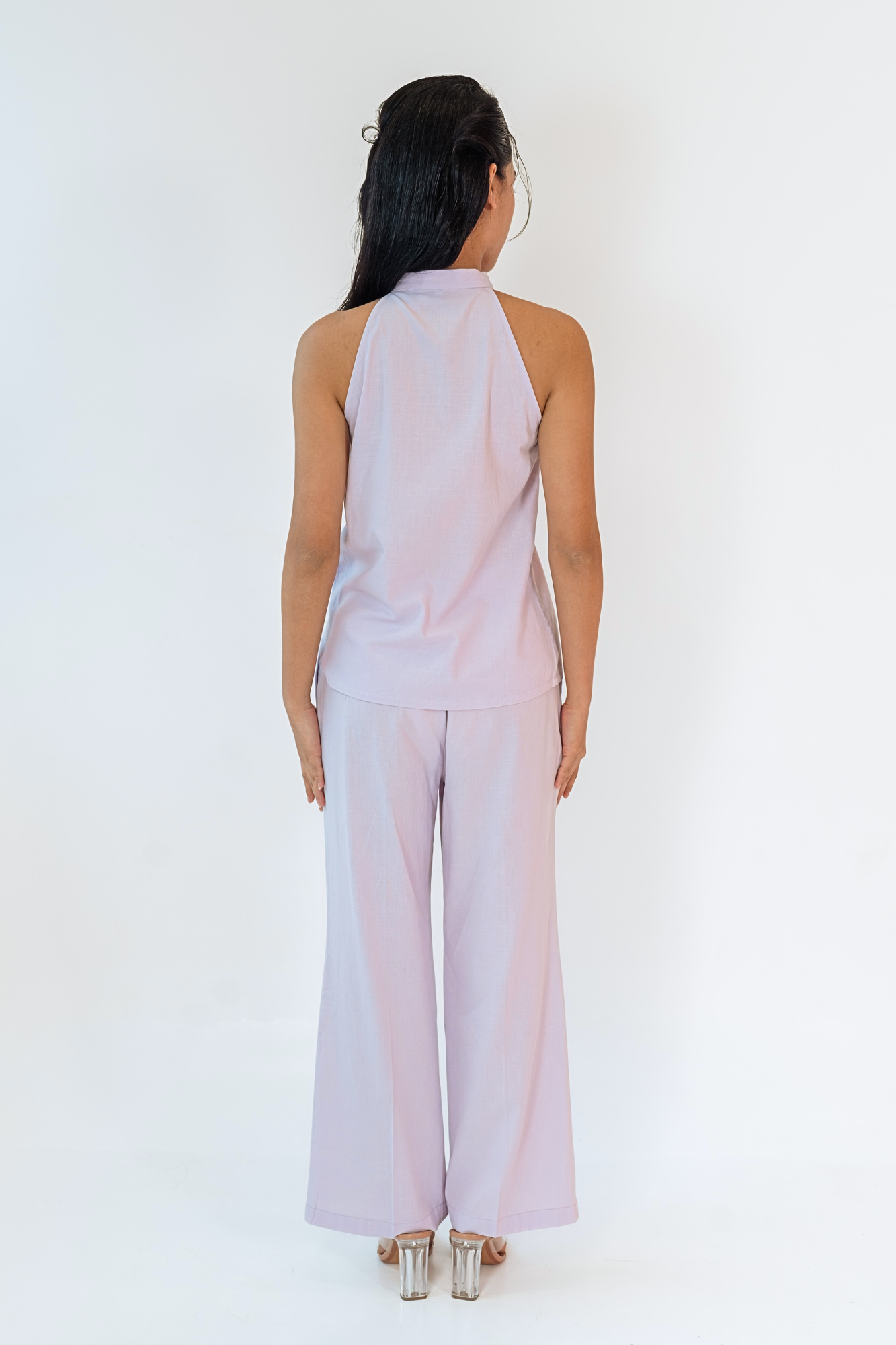 Lavender Halter Top &amp; Flared Pants Set