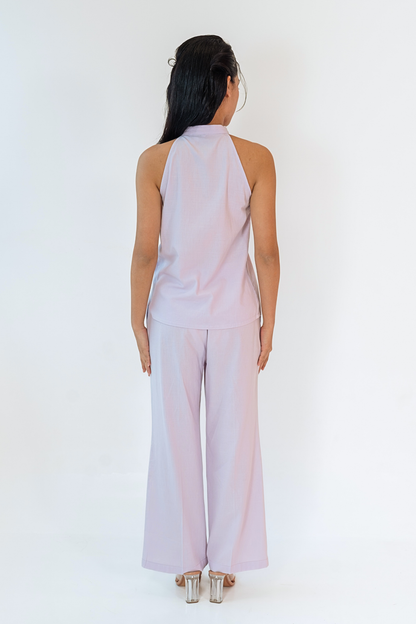 Lavender Halter Top &amp; Flared Pants Set