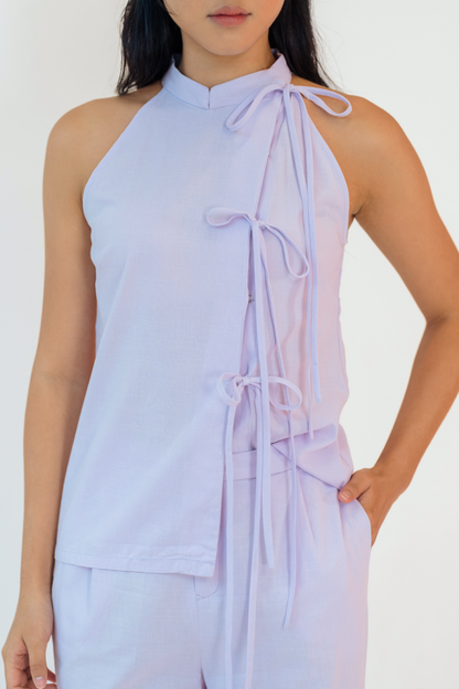 Lavender Halter Top &amp; Flared Pants Set