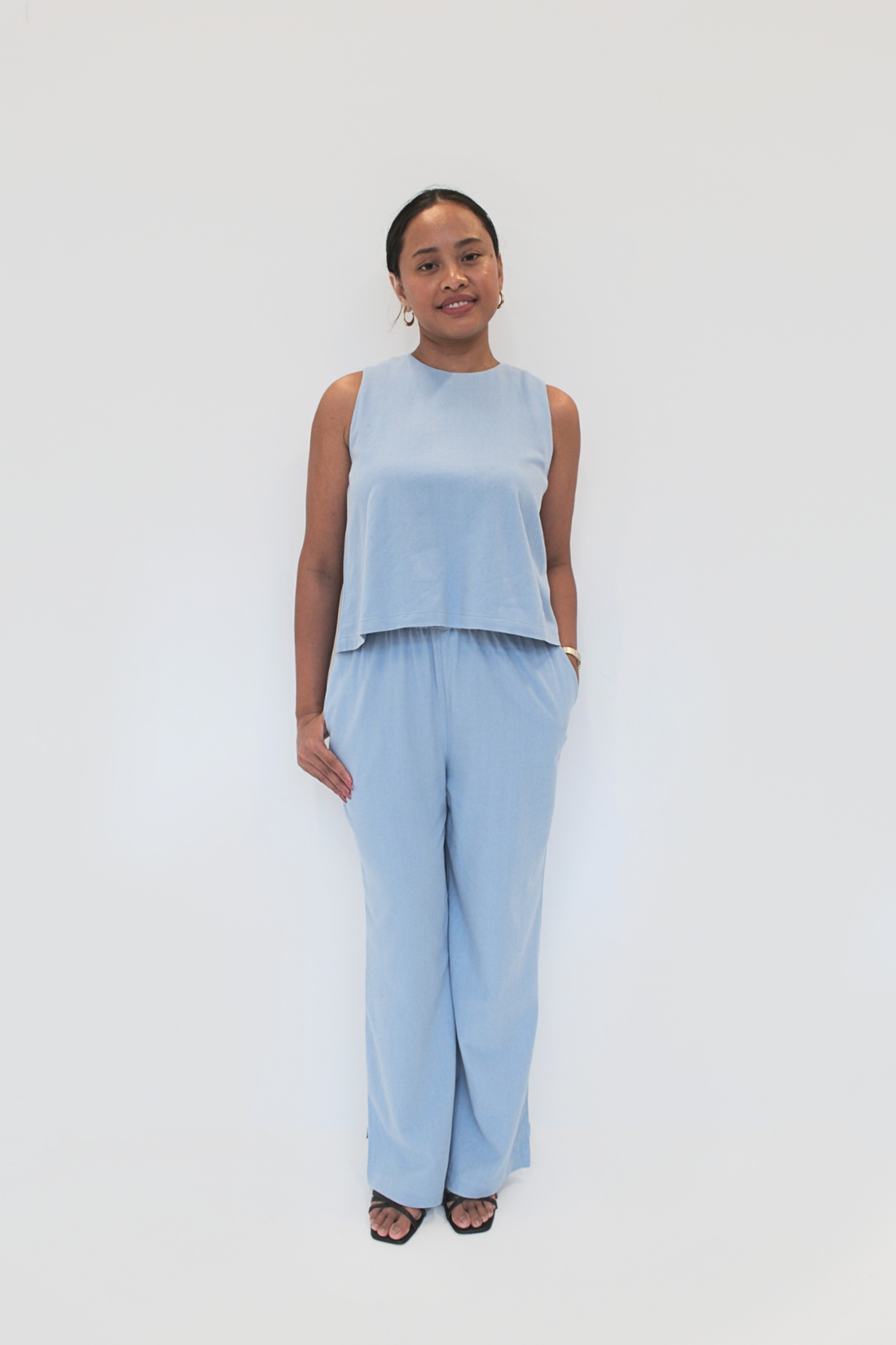 Cornflower Blue Boxy Tank &amp; Relaxed Pants Set